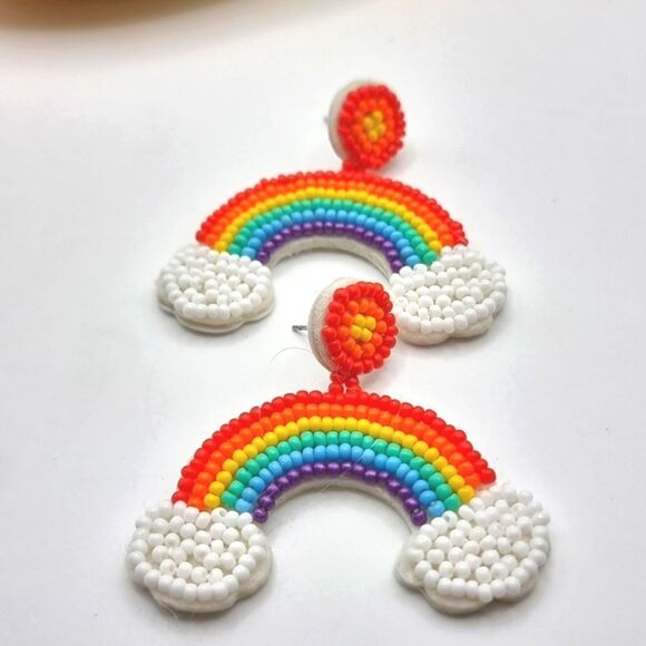 Bling RAINBOW seed bead earrings, Perfect for St Patty's Day and beyond - Picture 8 of 10